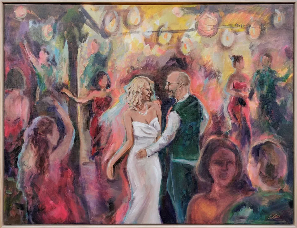 Expressive painting of a couple on the dance floor